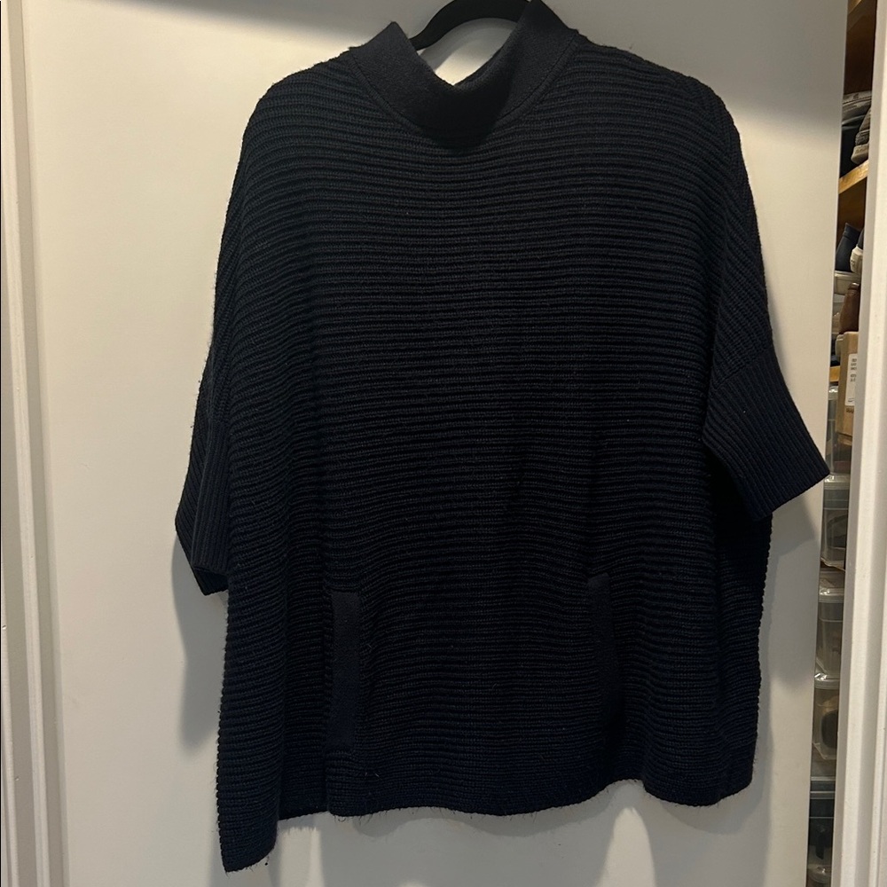 H&M womems mock Turtleneck poncho Sweater - navy